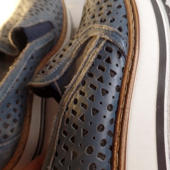 Summit Made in Italy Perforated Blue Leather Slip on Comfort Shoes Sz 8.5 -39 - Picture 8 of 15